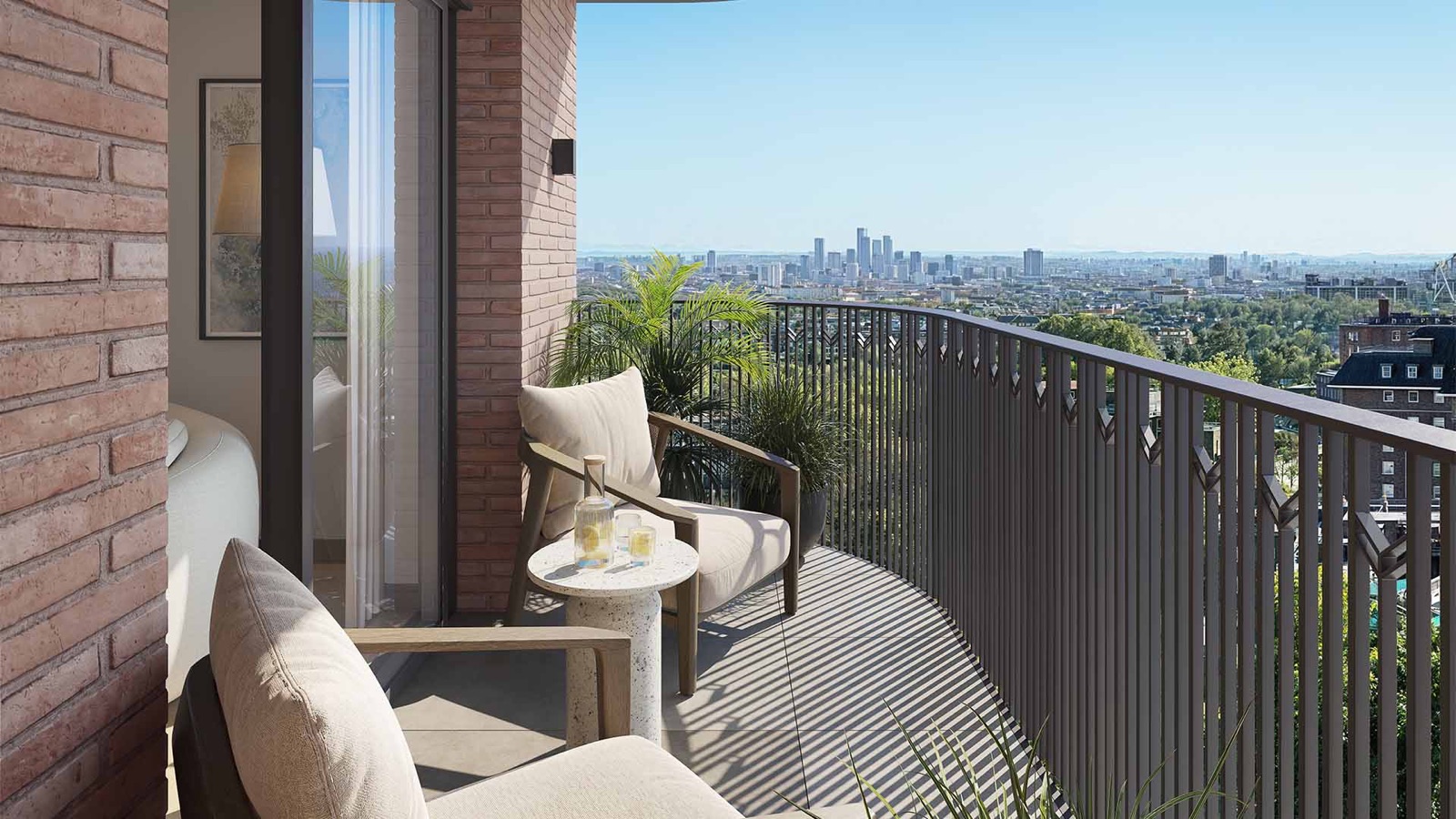 Balcony with city views