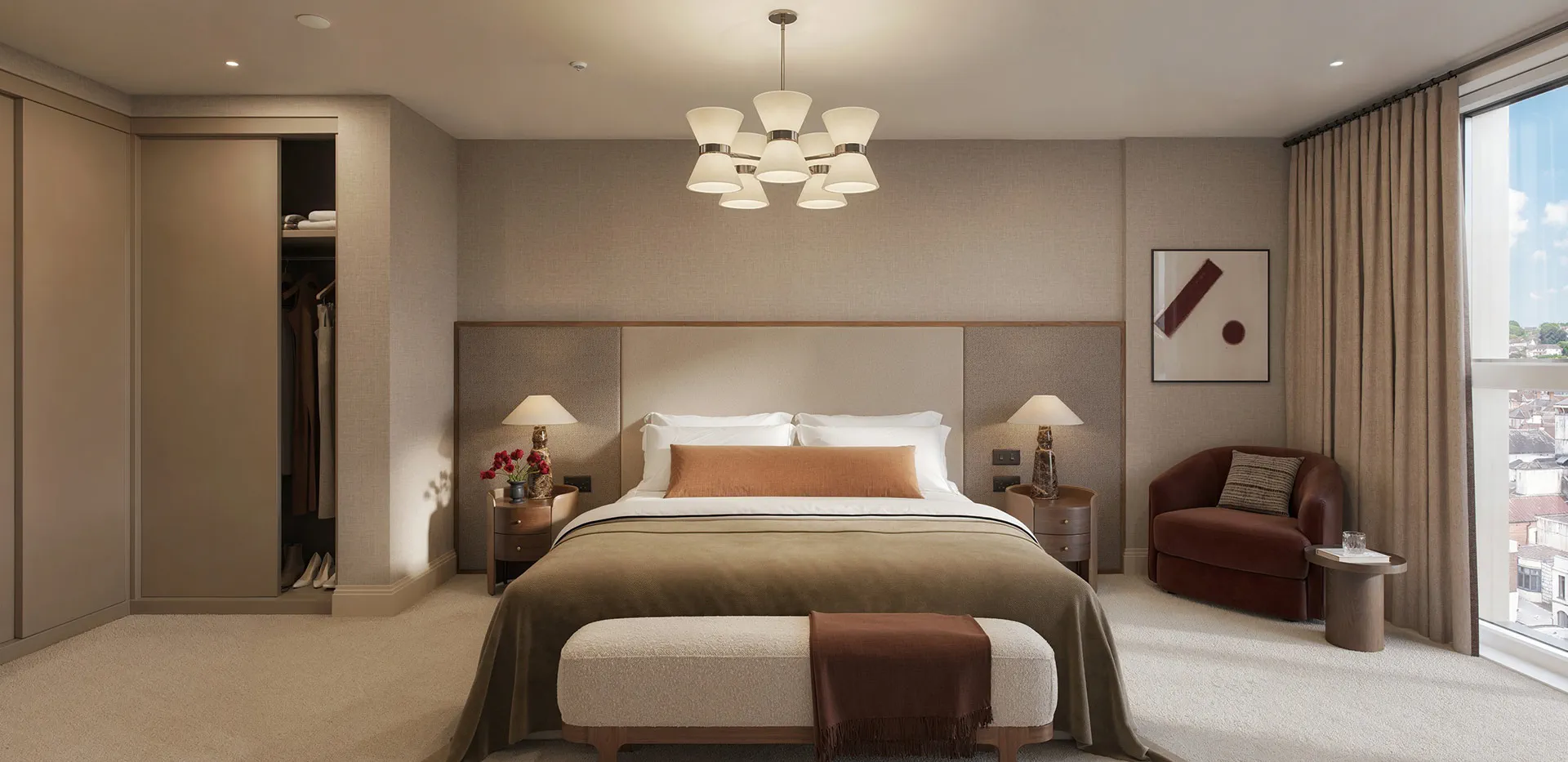 Bedroom with development views
