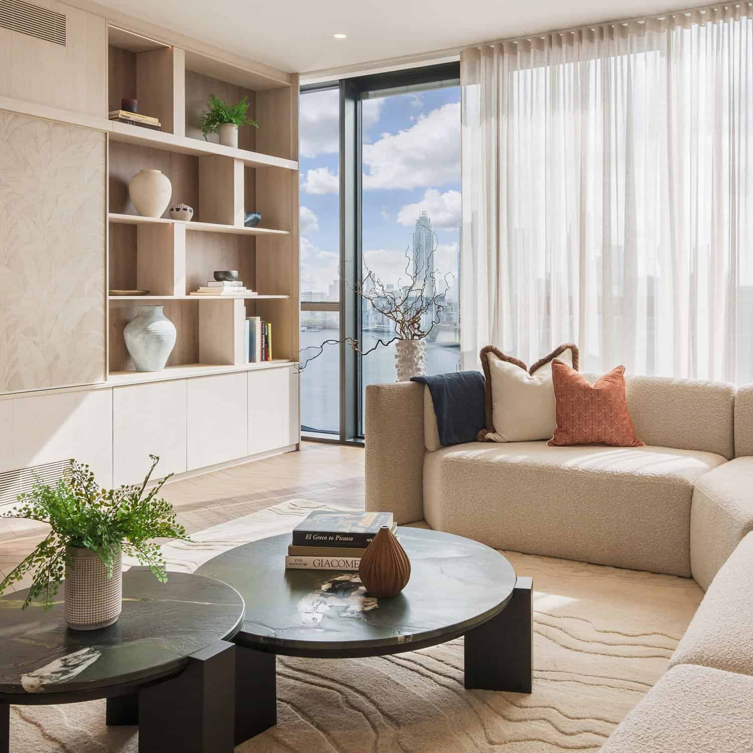 Living room with river views